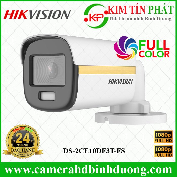 Camera HDTVI Color 2MP thân trụ HIKVISION DS-2CE10DF3T-FS